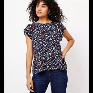 Loft Heart Tulip Sleeve Peplum Top - size L